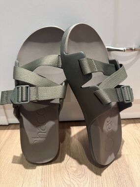 Chaco Men's Olive Green Slide Sandals with Adjustable Straps